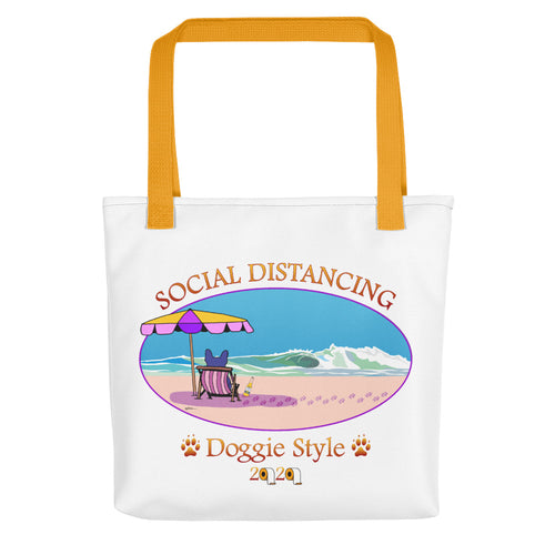 Social Distancing Doggie Style Tote bag