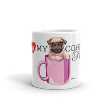 Load image into Gallery viewer, Cute!! Collectable "I Love My Coffee.. Pug" Design on a Coffee Mug, Available in 2 Sizes