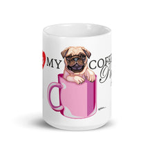 Load image into Gallery viewer, Cute!! Collectable "I Love My Coffee.. Pug" Design on a Coffee Mug, Available in 2 Sizes