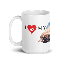 Load image into Gallery viewer, Cute! "I Love My Coffee...Pug, Collectable Coffee Mug Available in 2 Sizes and 4 Designs